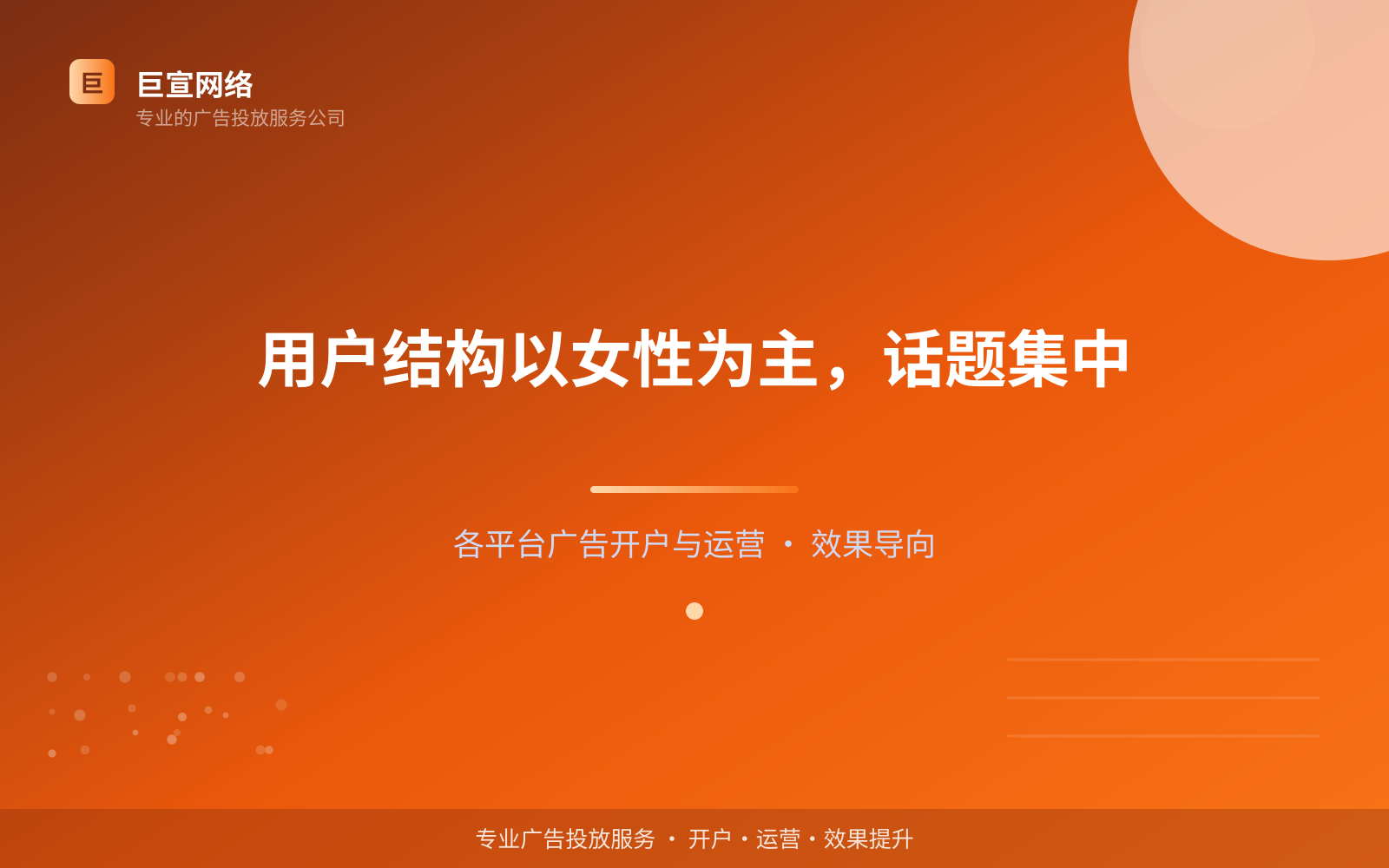 用户结构以女性为主,话题集中(服务内容介绍) 用户结构以女性为主,话题集中(服务内容介绍)